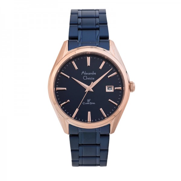 Alexandre Christie AC 8681 Rosegold Blue Man MDBURBU